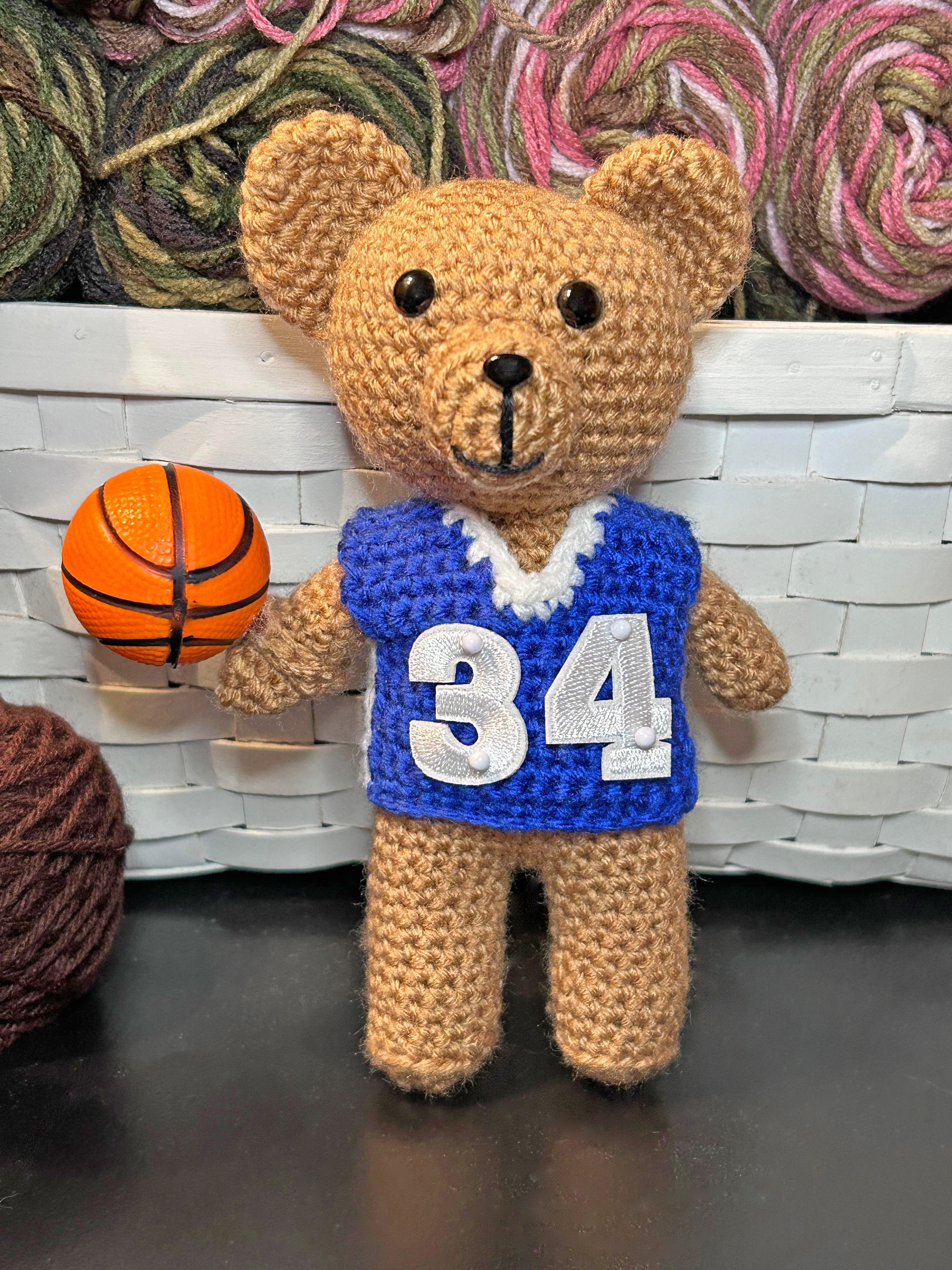 basketball bear, stuffed toy, plush teddy bear