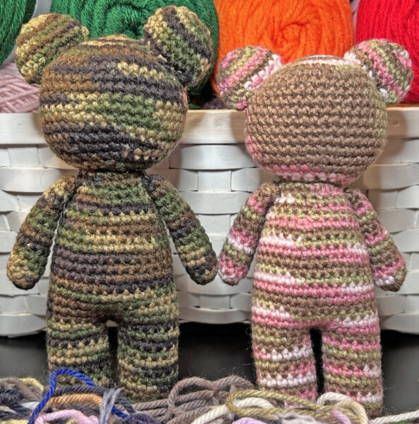 camo teddy bears, handmade crochet bear, crochet bear toy, stuffed teddy bear