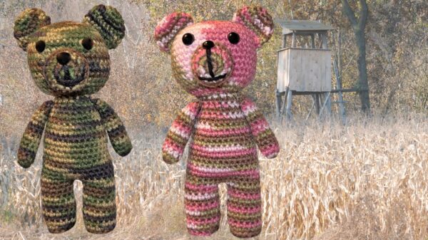 camo teddy bears, handmade crochet bear, crochet bear toy, stuffed teddy bear