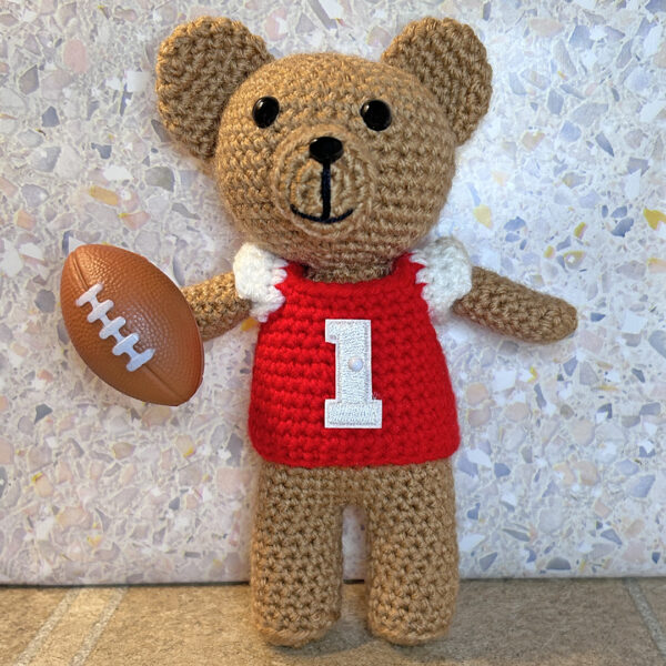 football teddy bear, handmade teddy bear, football fan gift, stuffed teddy bear