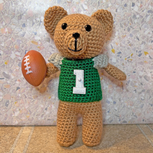 football teddy bear, handmade teddy bear, football fan gift, stuffed teddy bear