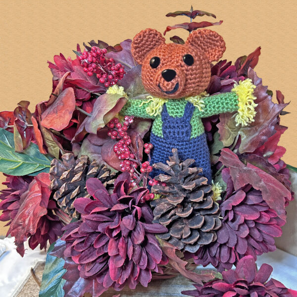 teddy bear, fall decor, thanksgiving decor, home decor, scarecrow, fall wreath